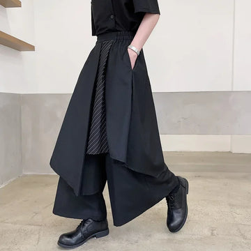 Riolio Mountain Village Yesis Men's Casual Black Pants Irregular Style Trendy Japanese Wind Tassel Sword Samurai Skort Summer